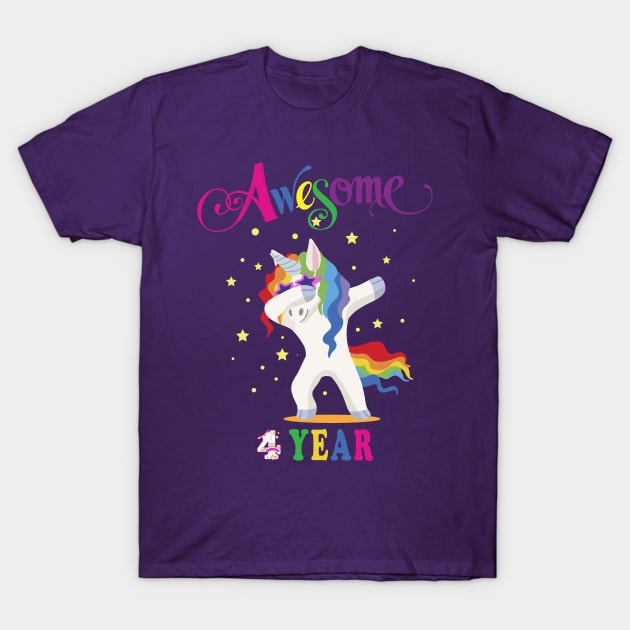 4th Birthday Unicorn T-Shirt by NI78